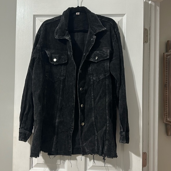 Jackets & Blazers - Distressed black corduroy jacket